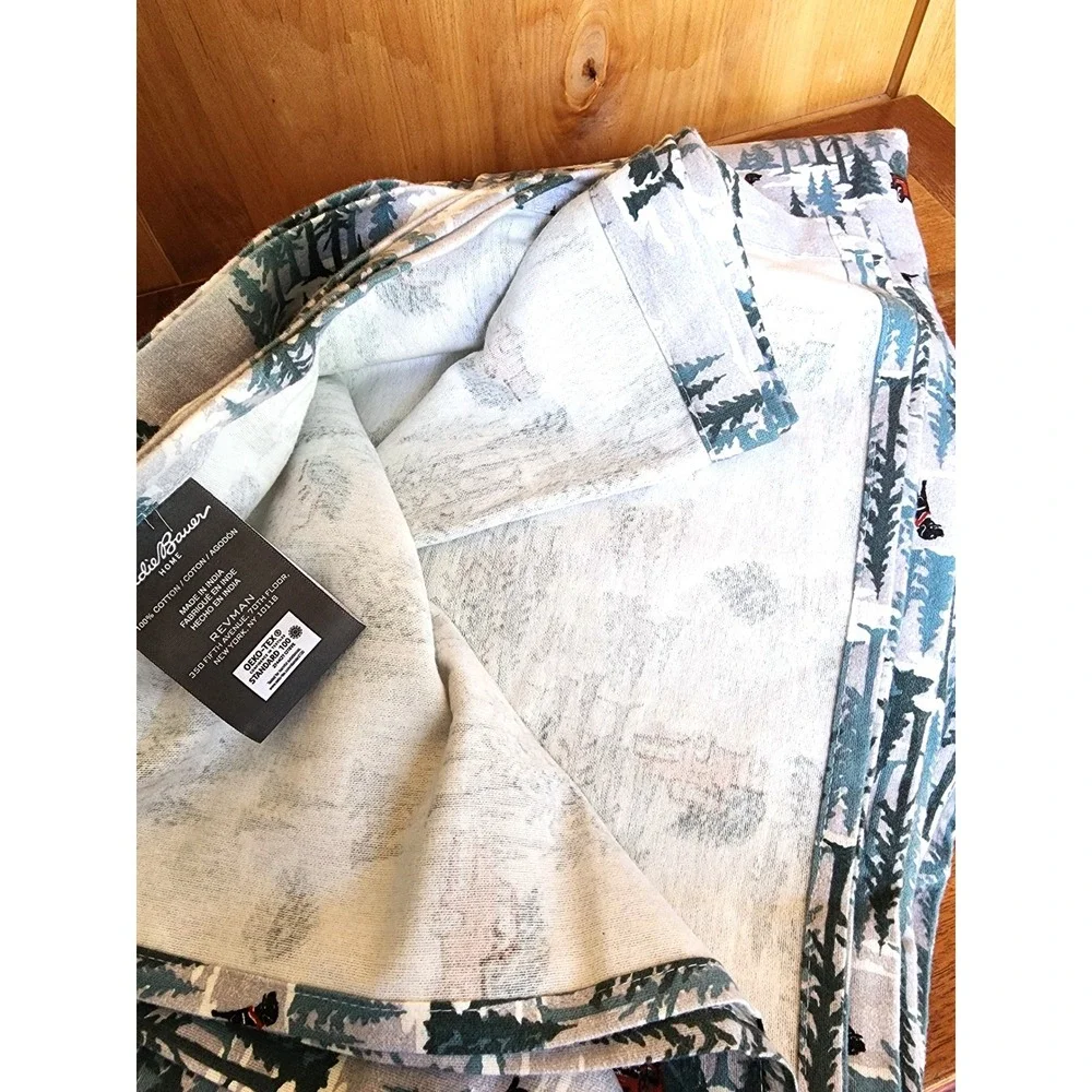 NWOT Eddie Bauer 100% Cotton Full Double Christmas 2 Flat Sheets Winter Flannel